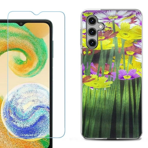 For Samsung Galaxy A16 5G Phone Case Cover, Shockproof Case with Tempered Glass Screen Protector, by OneToughShield - Dream Flower