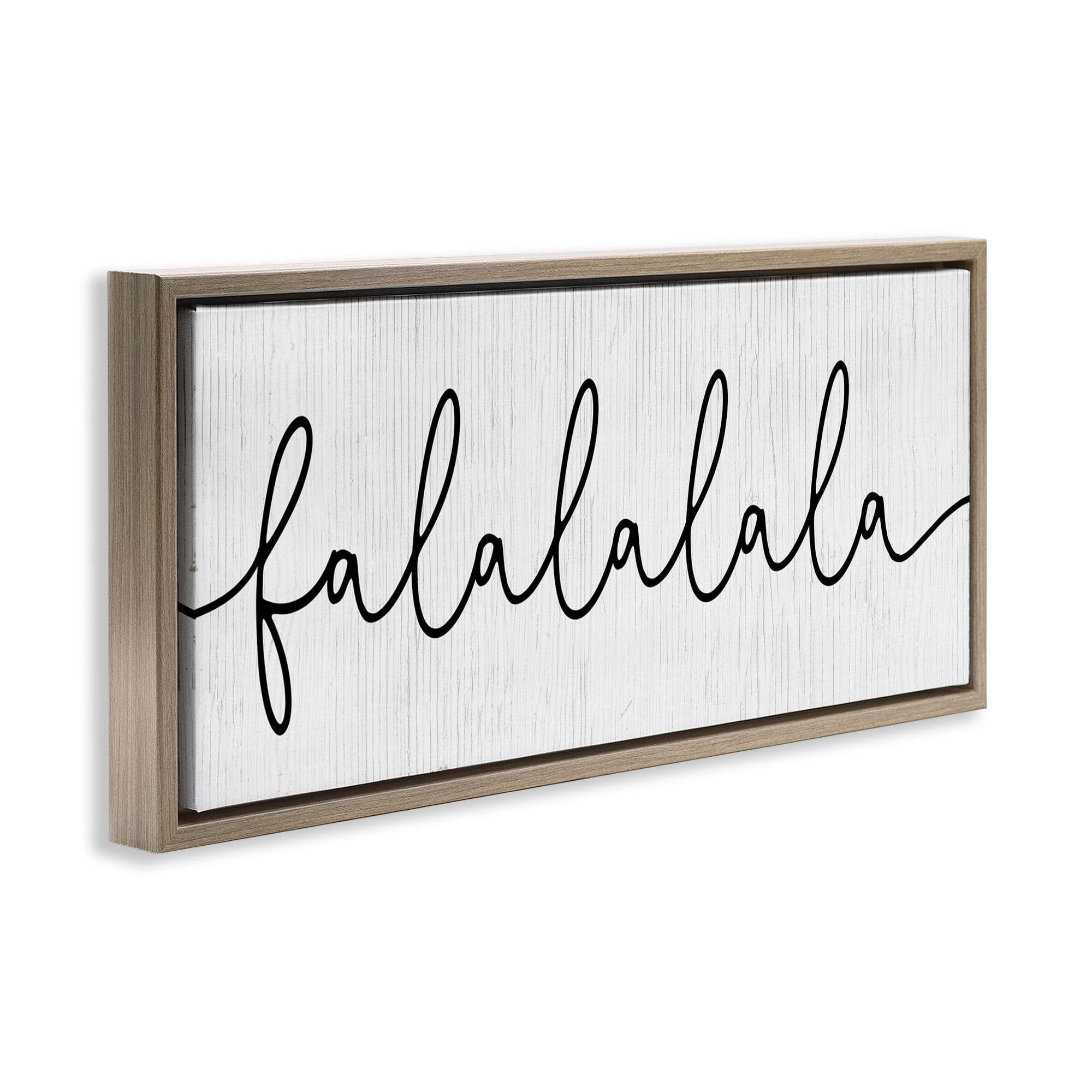 Stupell Industries Falalalala Minimal Holiday Phrase Holiday Painting Brown Floater Framed Canvas Art Print Wall Art, 31 x 14