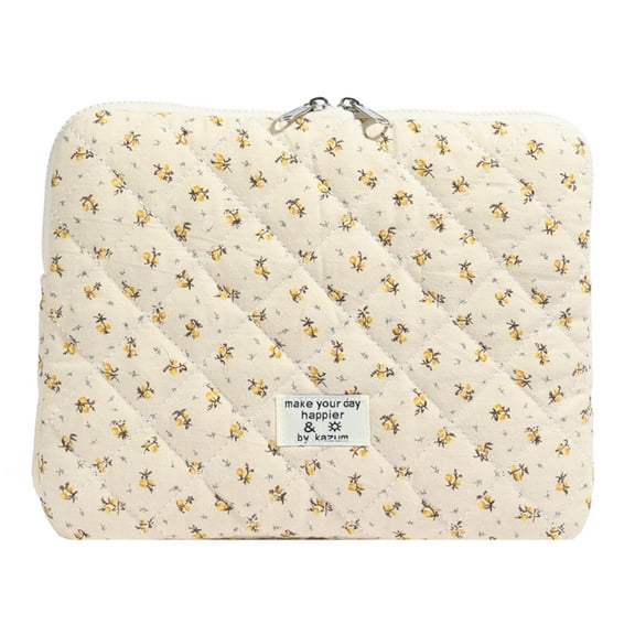 JINZJ Floral Laptop Sleeve Quilted Laptop Case For 11 Inch Laptop Tablet (yellow)