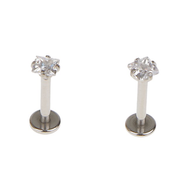 2 Acero Inoxidable Zircon Cuadrado Cartílago Pendiente Labio Stud 8 Mm Yuyangstore Pendiente de acero inoxidable
