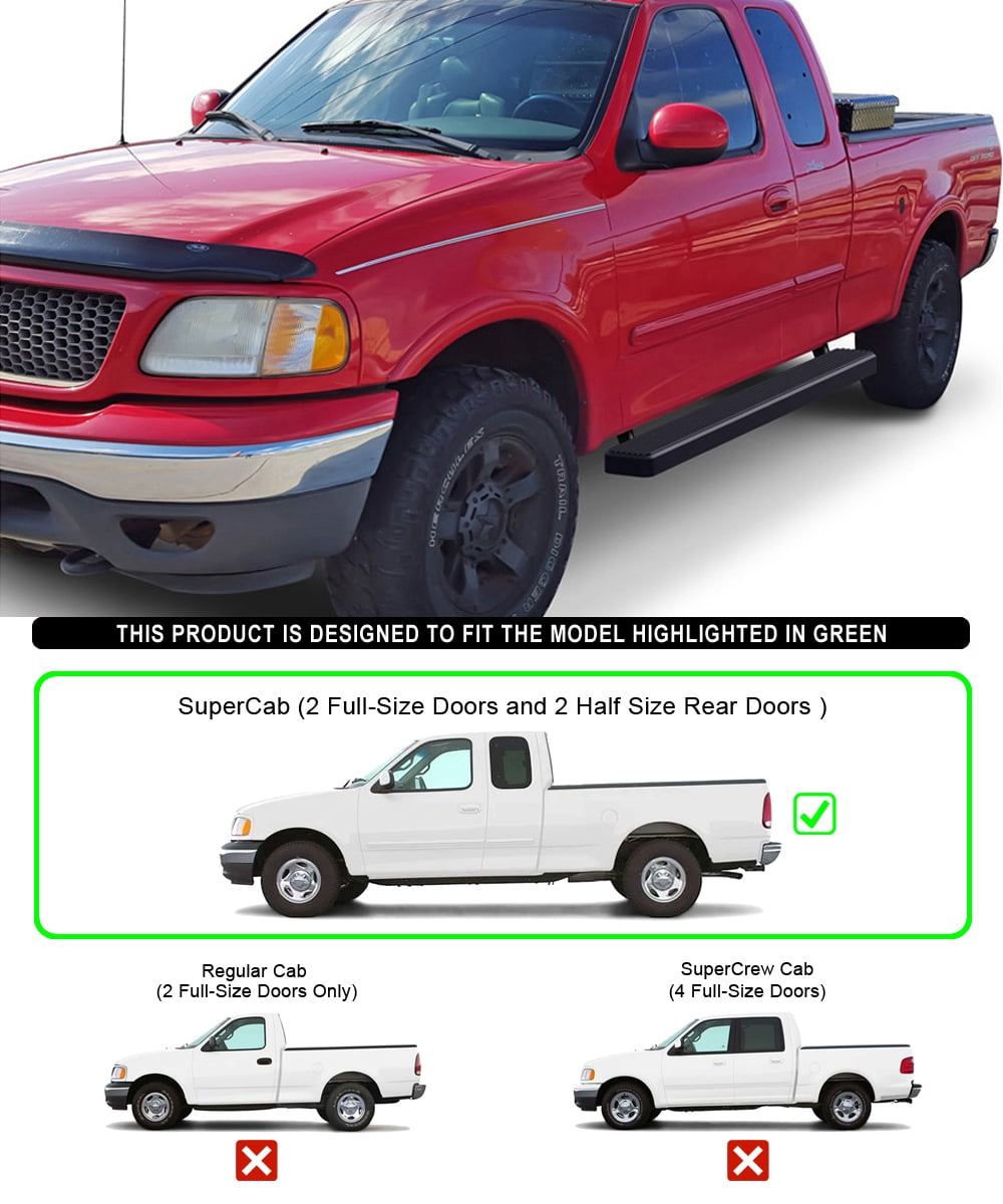 APS Running Boards 5-inch Black Compatible with Ford F150 F250 1999-2003 Super Cab (Include 04 Heritage) (Nerf Bars Side Steps Side Bars)