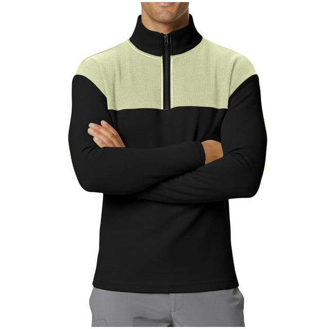 RXMEKW Top Coat Men, Stand-Up Collar Sports Top with Half Zip and Color Blocks