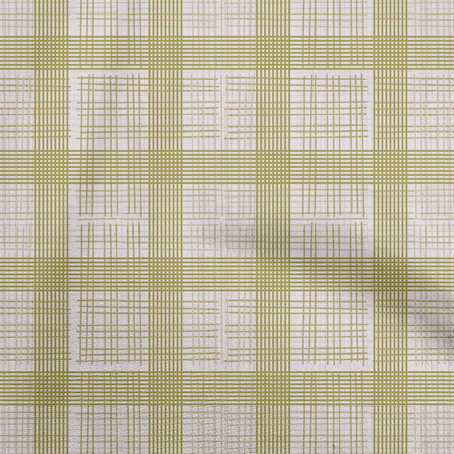 oneOone Velvet Olive Green Fabric Check Sewing Craft Projects Fabric Prints By Yard 58 Inch Wide