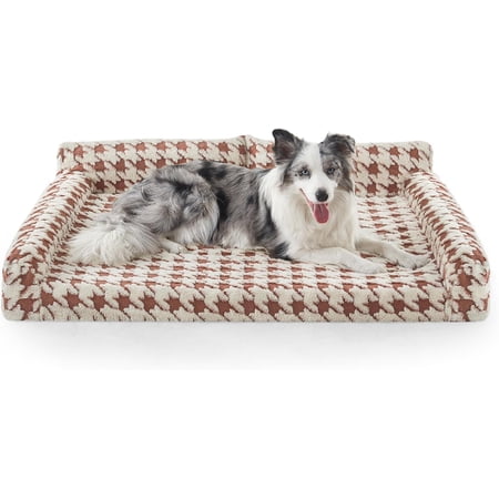 Orthopedic Dog Beds Large Sized Dog, XL Washable Memory Foam Pet Couch Bed with Removable Washable Cover, Non-Slip Bottom with Bolster Sides, Brown
