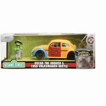 Jada  1959 Volkswagen Beetle Taxi Yellow & Blue Oscars Taxi Service & Oscar the Grouch Diecast Figure Sesame Street Hollywood Rides Series 1-24 Diecast Model Car