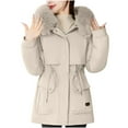 thumbnail image 2 of ZRGHAOYLQ Womens Long Puffer Jacket with Faux Fur Hood Thicken Slim Fit Down Coat Winter Zip Up Quilted Jackets Warm Long Sleeve Parka Overcoat, 2 of 4