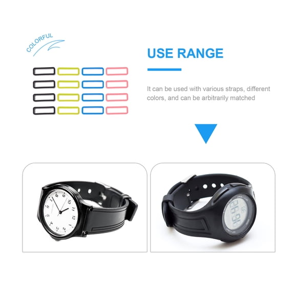 ROMANSENTIAL Silicone Watch Band Connectors Assorted Color Wear Resistant Keepers for Watches