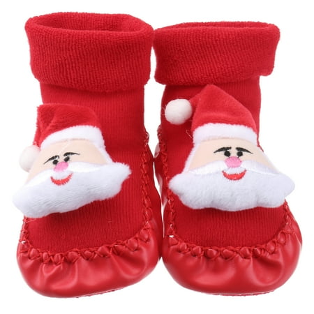 

NUOLUX Infant Christmas Cartoon Children Floor Shoes Baby Prewalker Non Ground Socks for Winter Autumn (Red Dot and Santa Claus 20/21)