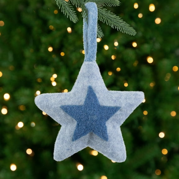 Northlight Plush Double Felt Star Christmas Ornament - 6.25" -  Blue