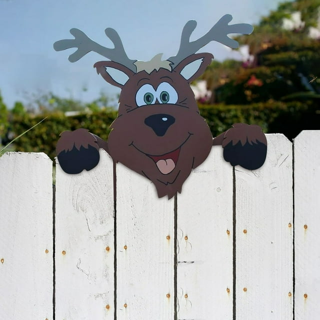 The Fence Festivity Outdoor Decoration Occasion To Peeker Christmas Animal Home Decor