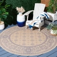 thumbnail image 2 of Safavieh Courtyard Erin Bordered Indoor/Outdoor Area Rug, Natural/Blue, 5'3" x 5'3" Round, 2 of 9