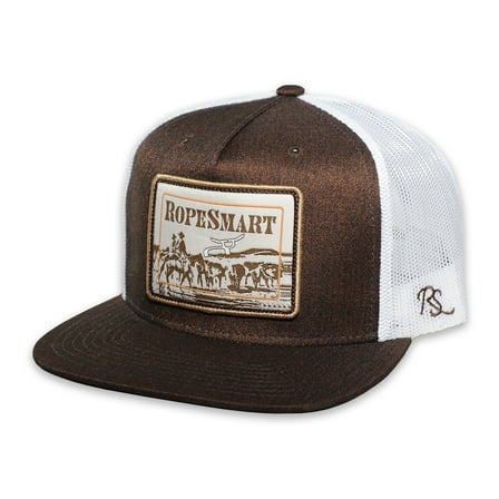 RopeSmart Cowboy Punching Patch Brown Trucker Cap