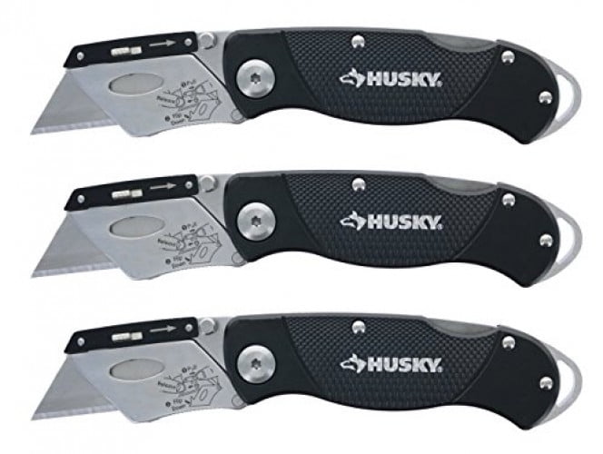 Husky Folding SureGrip Lock Back Utility Knives Multi Pack (3 Piece