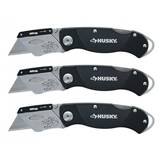 Husky Folding SureGrip Lock Back Utility Knives Multi Pack (3 Piece