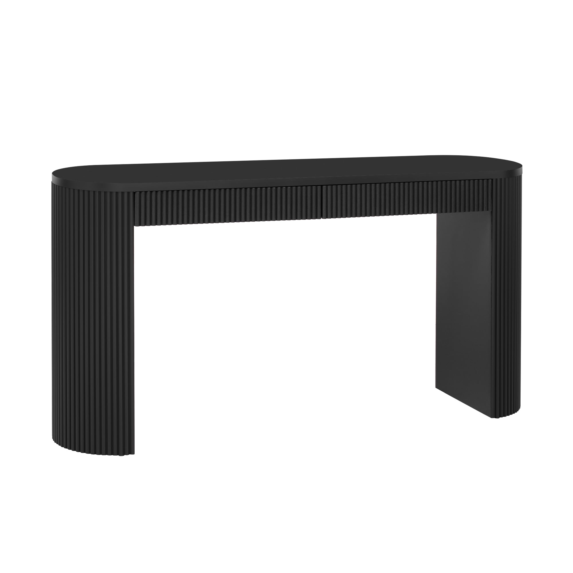 Euroco 58.3" Console Table with 2 Drawers, Narrow Long Sofa Table Behind The Couch, Wood Entryway Table with Adjustable Feet for Living Room, Hallway,Foyer,Black