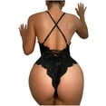 thumbnail image 3 of Gamivast Women Sexy Lingerie Backless Mini Teddy V Neck Bodysuit Floral Lace Lingerie Bodysuit Black XXL Lencería Sexy Para Mujer Clearance, 3 of 3