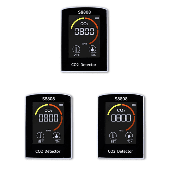 3X 4-In-1 Digital CO2 Meter Measure Carbon Dioxide Humidity Temperature TVOC Sensor Tester CO2