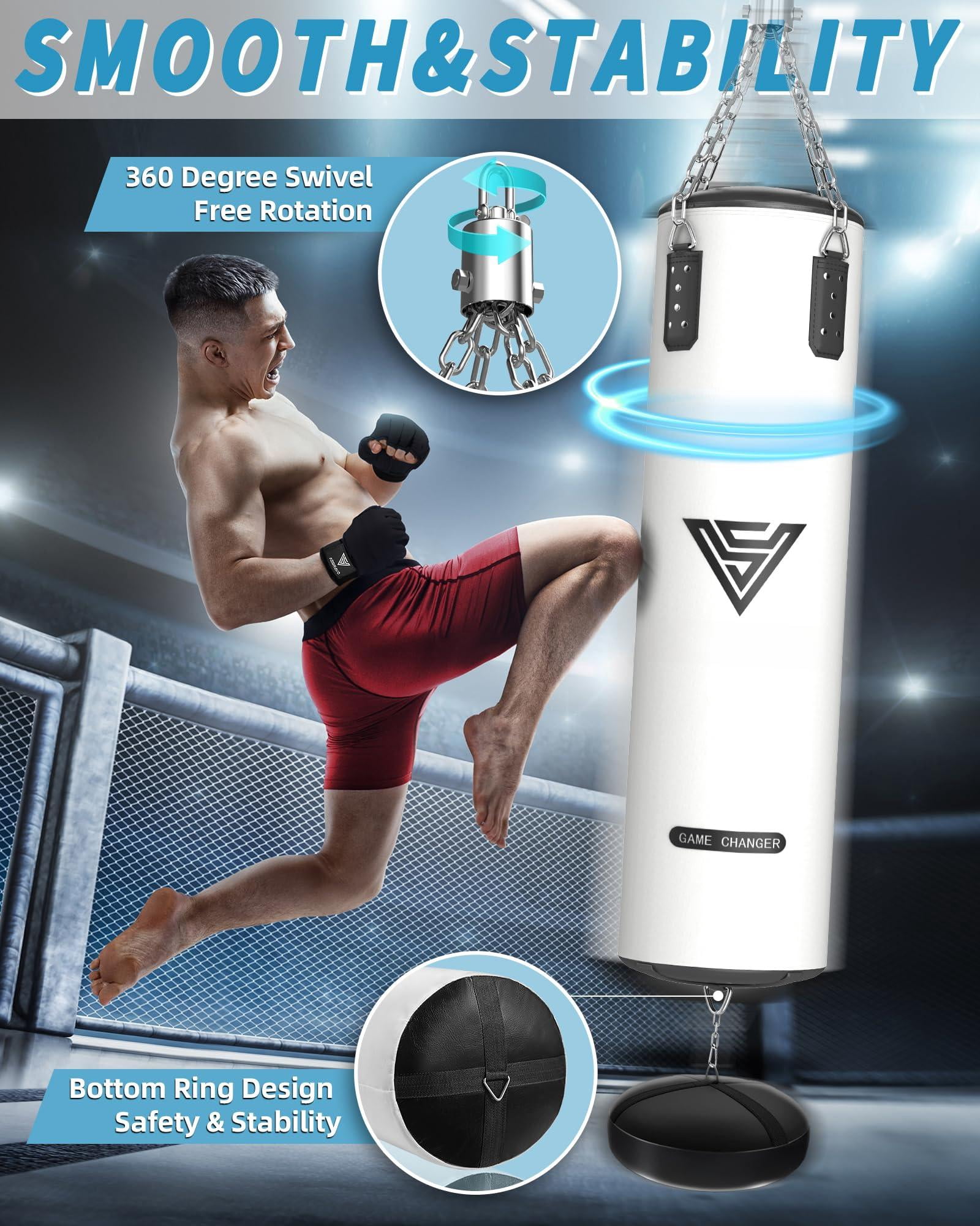 Punching Bag For Adults  4ft Pu Heavy Boxing Set 12oz Gloves Mma Muay Thai Kickboxing Home Gym Martial Art (unfilled)
