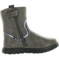 thumbnail image 2 of BETANI ISLA-1 Girls Glitter Embroidered Side Zipper Flat Heel Ankle Bootie, Grey, 8, 2 of 4