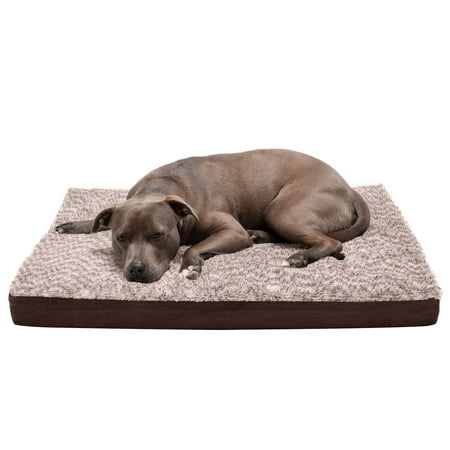 UPC: 0842229124422 | FurHaven Pet Products Two-Tone Faux Fur & Suede Deluxe Orthopedic Pet Bed for Dogs & Cats – Espresso Large