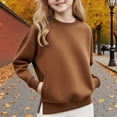 thumbnail image 2 of GiLiling Oversized Sweatshirt for Girls, Casual Crew Neck Sherpa Fuzzy Fleece Hoodie, Drop Shoulder Long Sleeve Pullover (Brown, 7-8 Years), 2 of 3