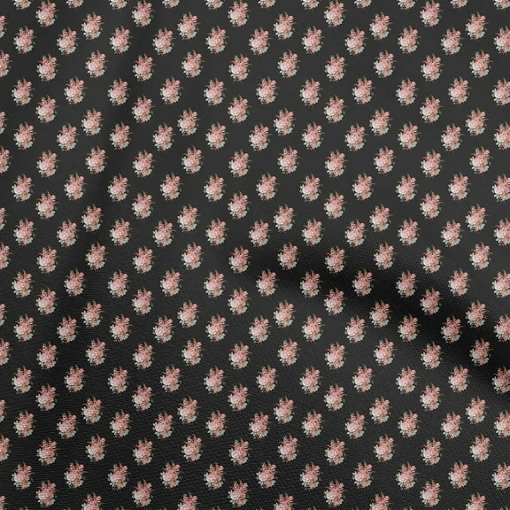 oneOone Polyester Spandex Black Fabric Floral Craft Projects Decor Fabric Printed By The Yard 56 Inch Wide