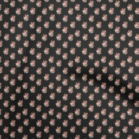 oneOone Polyester Spandex Black Fabric Floral Craft Projects Decor Fabric Printed By The Yard 56 Inch Wide