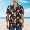 thumbnail image 2 of Gaeub Skull Daisy Print Men's Hawaiian Shirt,Button Down Short Sleeves Shirts,Tropical Beach Casual Button Down Shirts,Small, 2 of 7