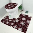 thumbnail image 2 of Red and Black Checkered Christmas Snowflake Pattern Bathroom Rugs Sets 3 Piece,Toilet Cover Set,Absorbent Non Slip Bathroom Mats Sets with U-Shaped Contour Rug Toilet Rug Set, 2 of 5