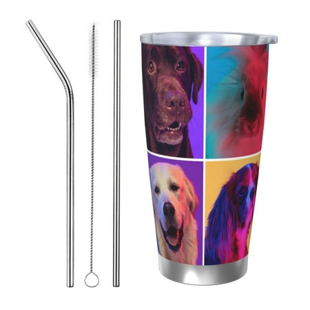 

Tideii cute dogs of different breeds for 20OZ Car Cup Stainless Steel Cold and Hot Cup with Lid Suitable for Outdoor and Home Unisex-Straw Three-piece Set