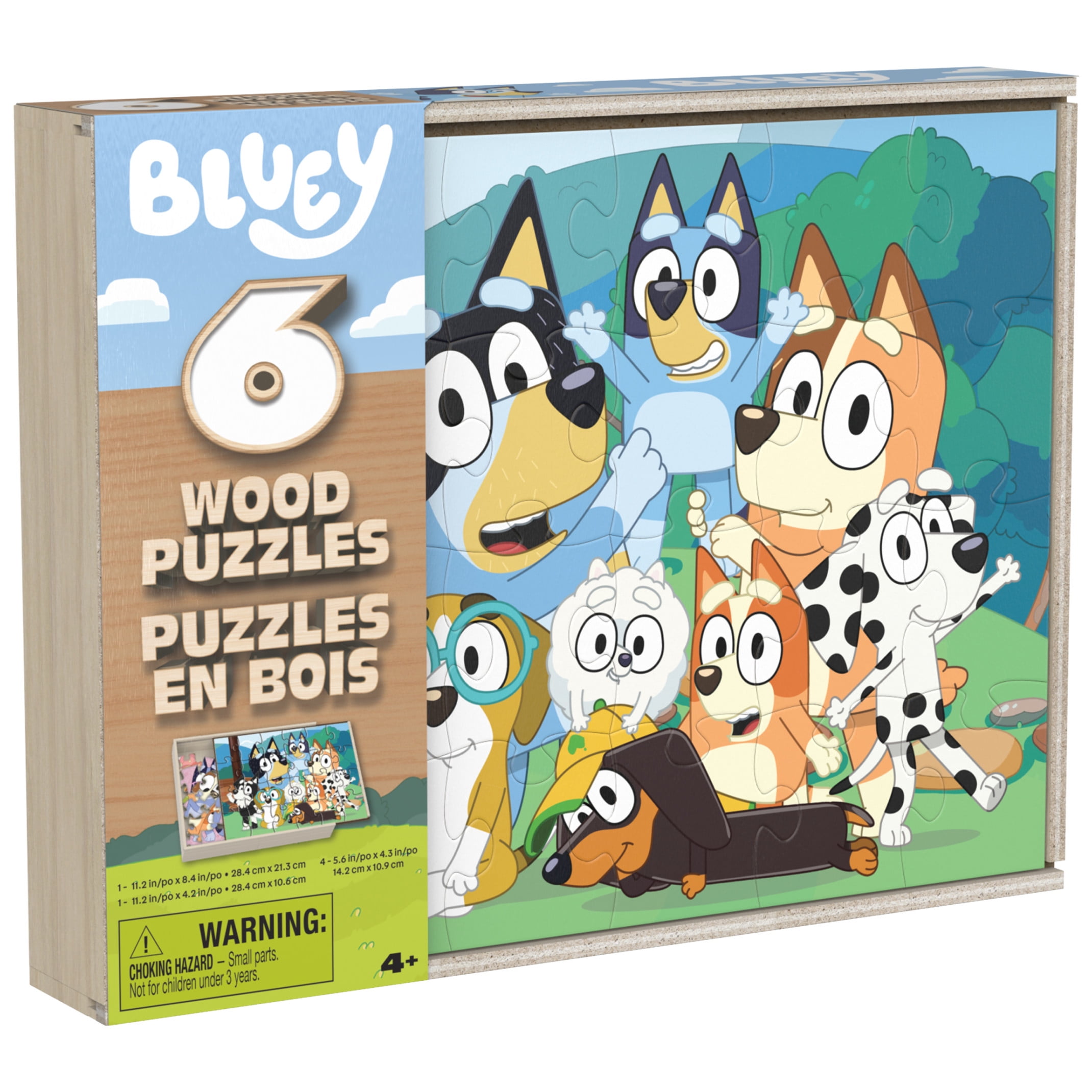 Spin Master Games, Bluey 6-Pack of Wooden Jigsaw Puzzles, for Ages