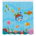 thumbnail image 3 of Ambesonne Marine Shower Curtain, Cartoon Boy Diving to Sea, 69"Wx84"L, Multicolor, 3 of 3