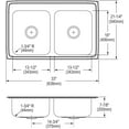 thumbnail image 2 of Elkay Lustertone Classic Stainless Steel 33" x 21-1/4" x 7-7/8", MR2-Hole Equal Double Bowl Drop-in Sink, 2 of 7