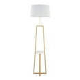 thumbnail image 6 of Cosmo Shelf Contemporary, Glam Floor Lamp in White Marble and Gold Metal with White Linen Shade by LumiSource, 6 of 8