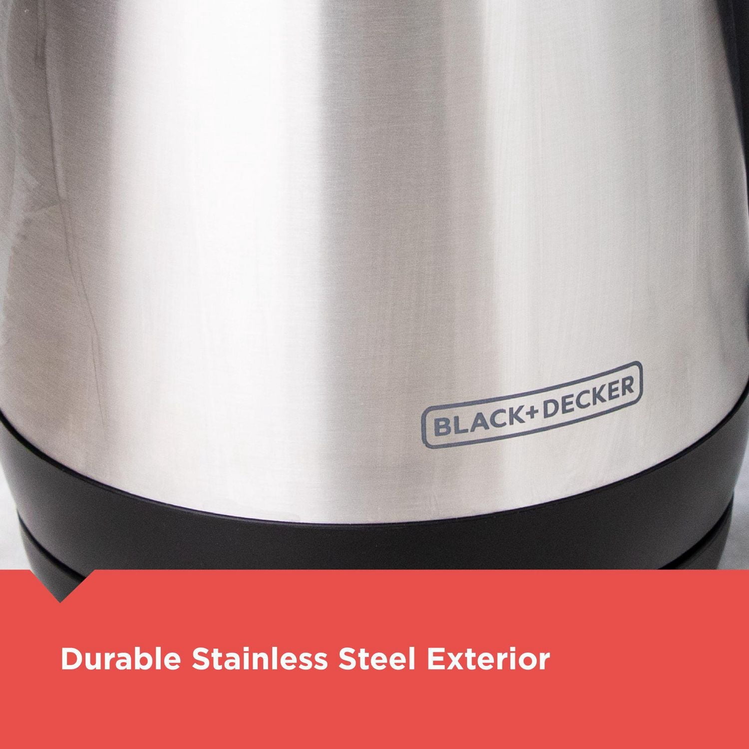 Black+Decker Bouilloire Electrique Sans Fil en Acier Inoxydable de 1,7L