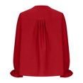 thumbnail image 5 of JINMGG Womens Tops,Women Blouse Tees Shirts Tops V-neck Pleated Long Sleeve Solid T-Shirt,Red M, 5 of 6