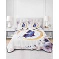 thumbnail image 2 of Quilts Full Size Bedding Set, Purple Butterflies Flowers Lightweight Quilted Comforter, Spring Watercolor Botanical Soft Reversible Bedspread Coverlet with Pillow Covers for All Season, 78" x 90", 2 of 7