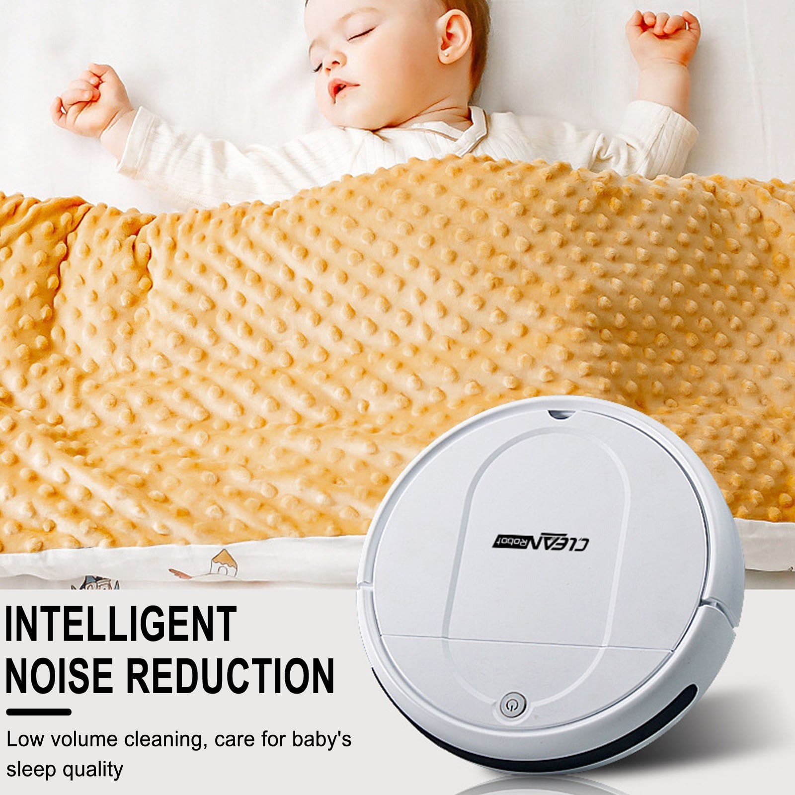 Mini Fully Automatic Robot Vacuum Cleaner USB Charging, 2-in-1 Dry Wet Mopping Robotic Vacuum, Low Noise Slim Smart Cleaning Robot for Home Bedroom Living Room Hard Floor
