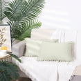thumbnail image 6 of Unique Bargains 2 Velvet Throw Pillow Covers Pompoms Decorative Pillow Cases Cushion Cover Beige 12" x 20", 6 of 6