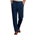 thumbnail image 3 of Men's Straight Leg Casual Dress Pants Elastic Waist Drapey Double Pleats Business Pants Solid Color Loose Fit Casual Commute Pants with Pockets, 3 of 7