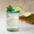 thumbnail image 3 of 10 Strawberry Street Aqua Rim Hiball Handblown Mexican Glass, Set of 6, 3 of 4