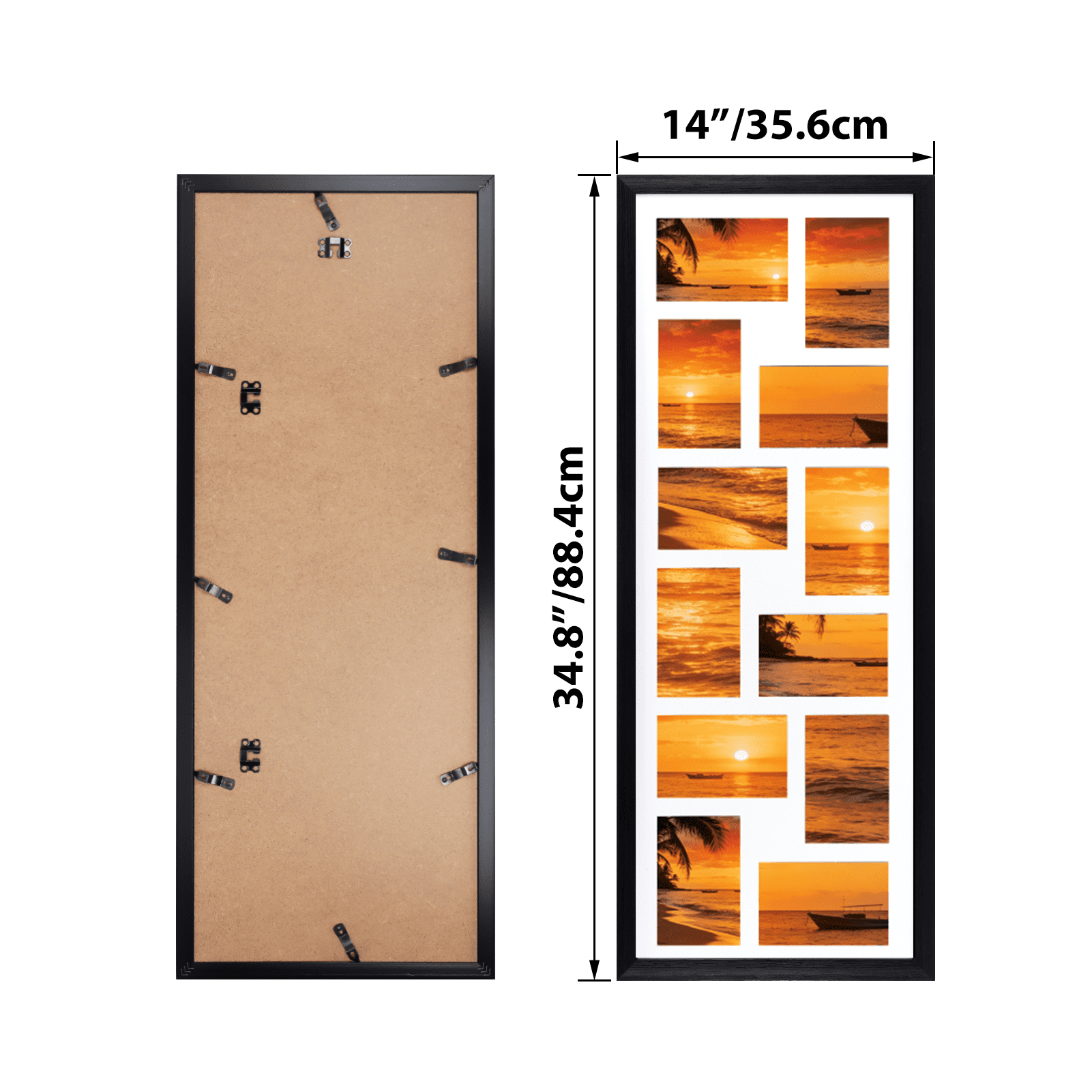 2 Pack 12 Opening 4x6 Collage Picture Frames, Black Photo Frame for Wall Mounted