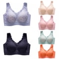 thumbnail image 2 of Overfox Women Full Cleavage Bra, Floral Sexy Lace Bra, Non-Padded Balconette Bra, Push-up Unlined Bra (Pink), 2 of 9