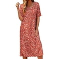 thumbnail image 1 of Ketyyh-chn99 Chemises Habillées pour Femmes Robe Évasée à Fleurs Robe d'Été Manche à Volants Ample Fluide Plissée Mini-Robe Rouge,2TG, 1 of 5