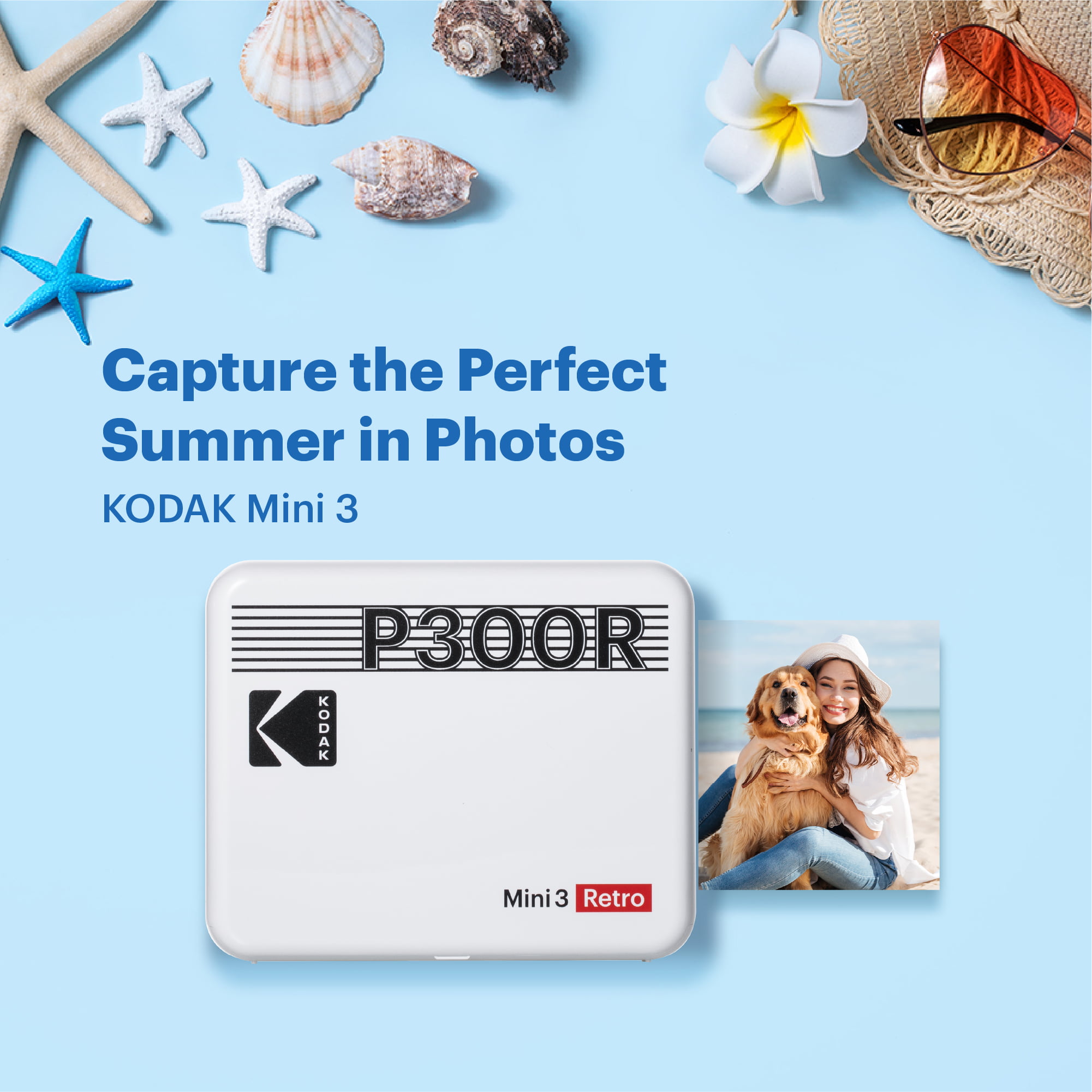  KODAK Mini 3 Retro 4PASS Portable Photo Printer (3x3 inches) +  68 Sheets, Yellow : מוצרי חשמל