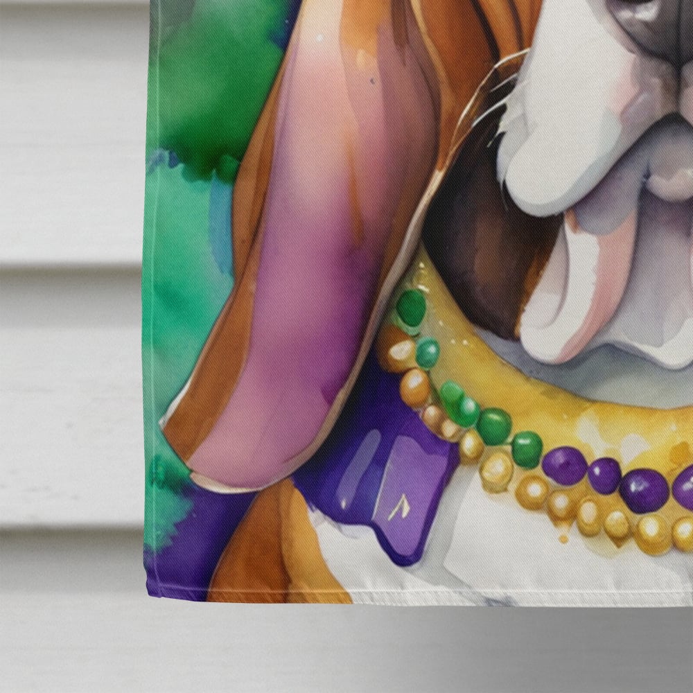 Basset Hound King of Mardi Gras House Flag 28 in x 40 in
