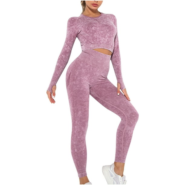Traje de yoga de manga larga de yoga hueco sin costuras para damas Deportes Fitness Running Yoga Set Wmkox8yi bvn2325