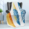 thumbnail image 4 of Surf Soft Flannel Fleece Throw Blanket, Ornate Colorful Surfboards Vocation Fun Water Sports Moving Waves Lifestyle, Cozy Plush for Indoor and Outdoor Use, 50" x 70", Blue Orange Yellow, by Ambesonne, 4 of 5