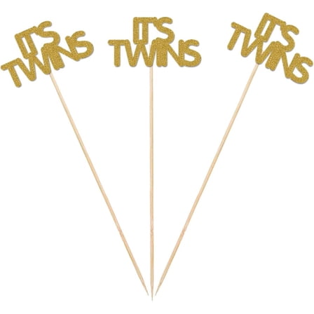 Gold It’s Twins Centerpiece Sticks, 12-Pack Table Topper Double-Sided Baby Shower Party Decorations