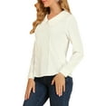 thumbnail image 4 of INSPIRE CHIC Women's Peter Pan Collar Keyhole Back Button Decor Long Sleeve Blouse XS White, 4 of 8